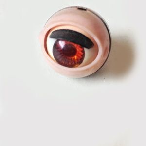 vintage moveable doll eye brown pupil - open close - lashes